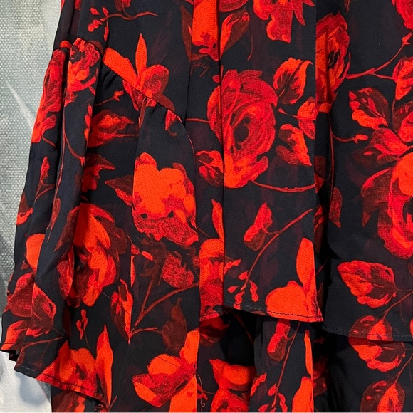 A new day long ruffle sleeve flower detail sheer blouse M - Picture 3 of 6